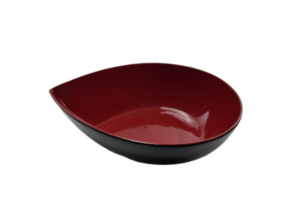 Lackschale rot schwarz in Tropfenform